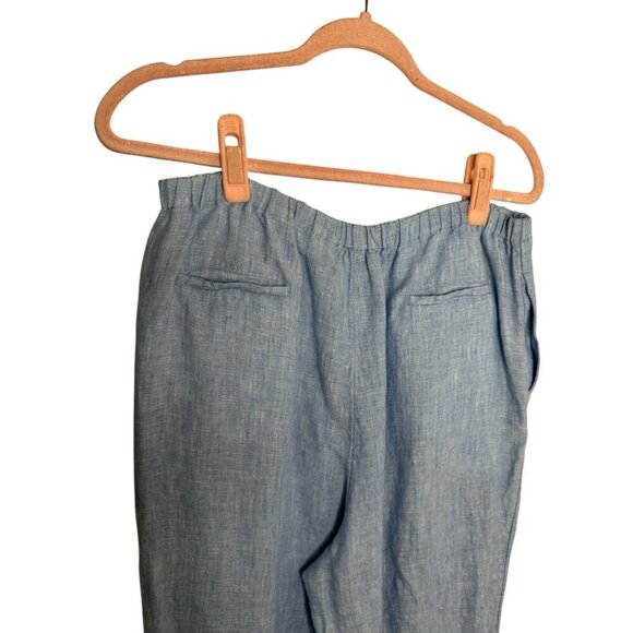 Marsh Landing Womens 100% Linen Pants Blue Size Petite Large Pull On Pockets - Picture 7 of 8